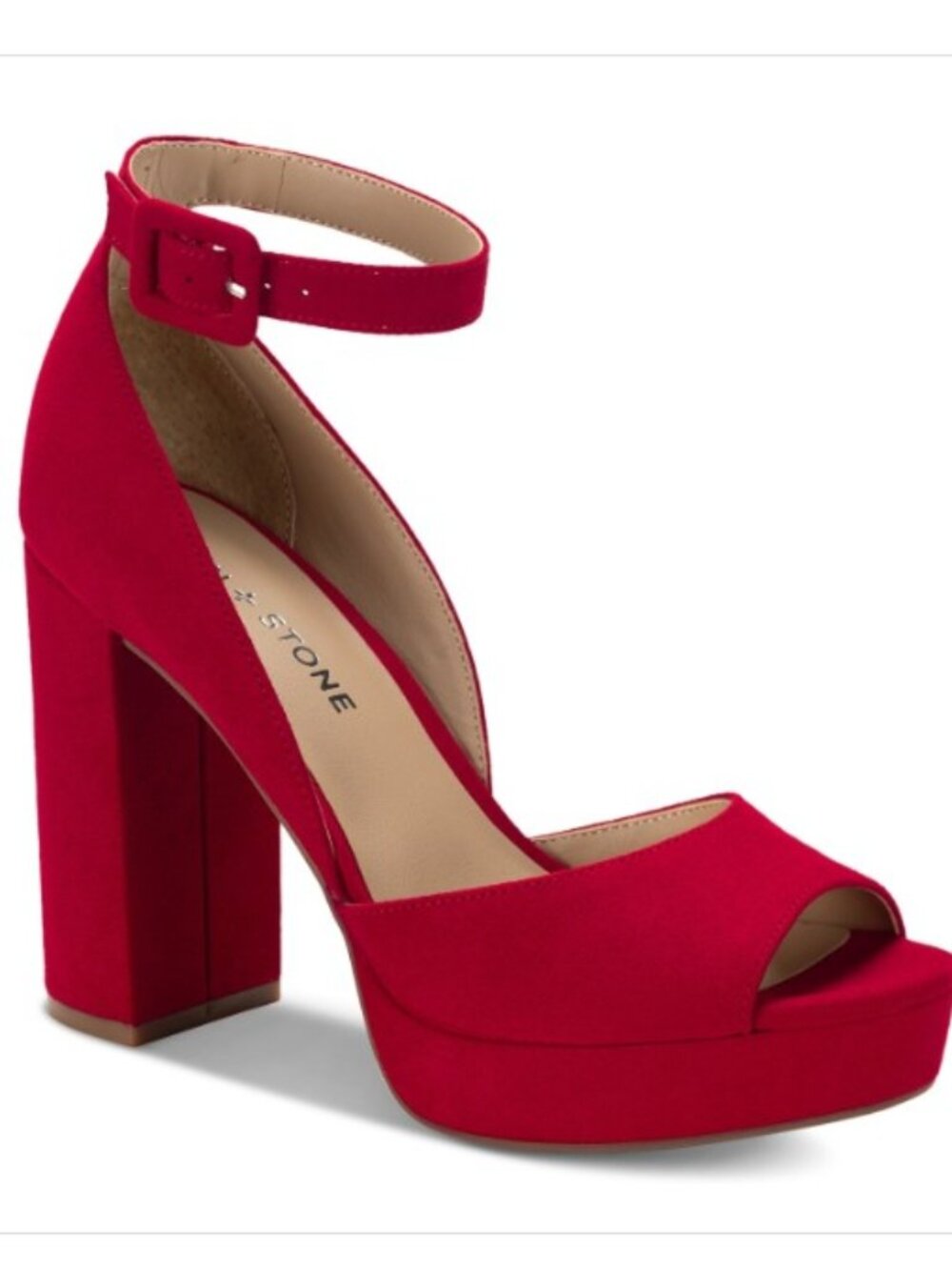 Sun + Stone Women's Reemaa Peep Toe Block Heel Platform Sandals Cherry